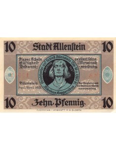 ALLEMAGNE, ALLENSTEIN - 10 PFENNIG 1921 2