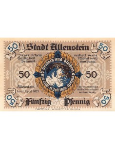 ALLEMAGNE, ALLENSTEIN - 50 PFENNIG 1921 2