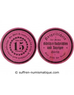 ALLEMAGNE, GÖRLITZ - 15 PFENNIG 1920