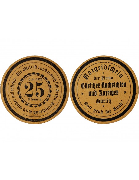 ALLEMAGNE, GÖRLITZ - 25 PFENNIG 1920