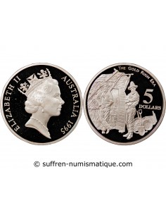 AUSTRALIE, GOLD RUSH - 5 DOLLARS ARGENT 1995 BE