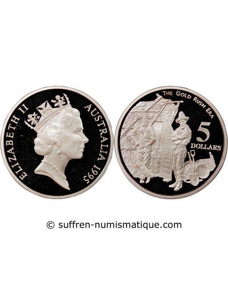 AUSTRALIE, GOLD RUSH - 5 DOLLARS ARGENT 1995 BE
