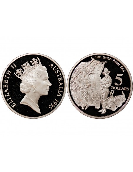 AUSTRALIE, GOLD RUSH - 5 DOLLARS ARGENT 1995 BE