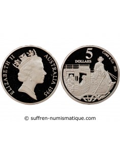 AUSTRALIE, COBB AND CO - 5 DOLLARS ARGENT 1995 BE