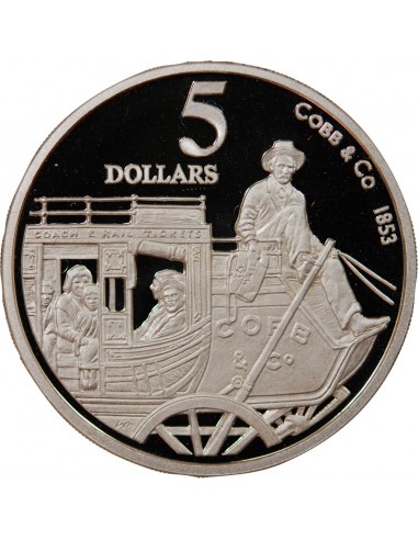AUSTRALIE, COBB AND CO - 5 DOLLARS ARGENT 1995 BE