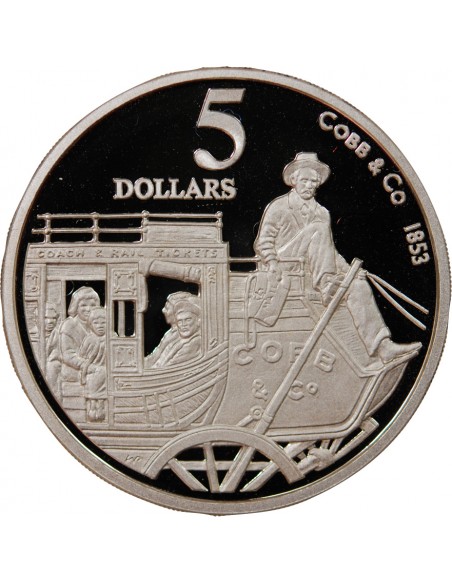AUSTRALIE, COBB AND CO - 5 DOLLARS ARGENT 1995 BE