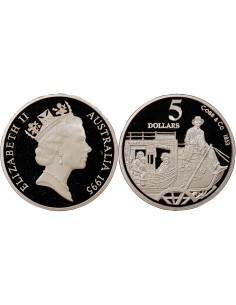 AUSTRALIE, COBB AND CO - 5 DOLLARS ARGENT 1995 BE 2