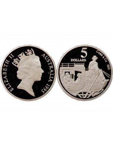 AUSTRALIE, COBB AND CO - 5 DOLLARS ARGENT 1995 BE