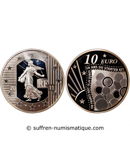 FRANCE, 10 ANS DU STARTER KIT - 10 EUROS ARGENT 2011