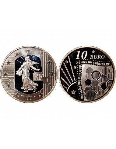 FRANCE, 10 ANS DU STARTER KIT - 10 EUROS ARGENT 2011