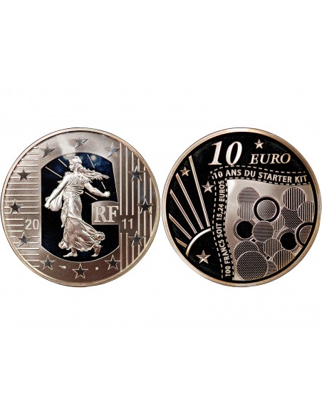 FRANCE, 10 ANS DU STARTER KIT - 10 EUROS ARGENT 2011