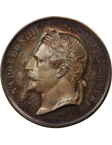 ENSEIGNEMENT DU DESSIN, NAPOLEON III - MEDAILLE ARGENT 1868