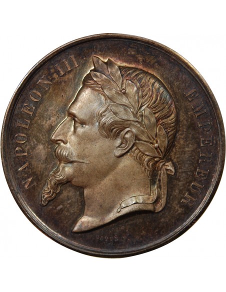 ENSEIGNEMENT DU DESSIN, NAPOLEON III - MEDAILLE ARGENT 1868
