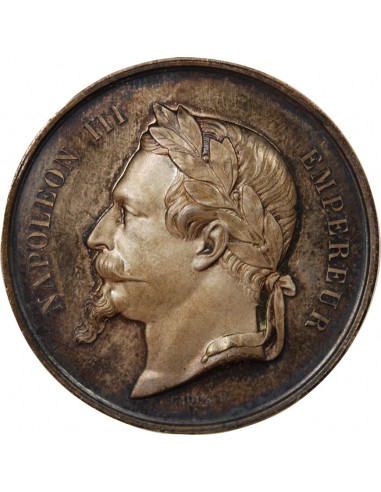 ENSEIGNEMENT DU DESSIN, NAPOLEON III - MEDAILLE ARGENT 1869