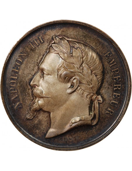 ENSEIGNEMENT DU DESSIN, NAPOLEON III - MEDAILLE ARGENT 1869