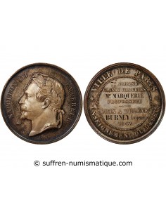 ENSEIGNEMENT DU DESSIN, NAPOLEON III - MEDAILLE ARGENT 1869