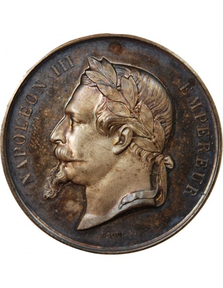 ENSEIGNEMENT DU DESSIN, NAPOLEON III - MEDAILLE ARGENT 1870