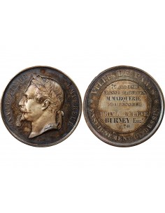 ENSEIGNEMENT DU DESSIN, NAPOLEON III - MEDAILLE ARGENT 1870 2