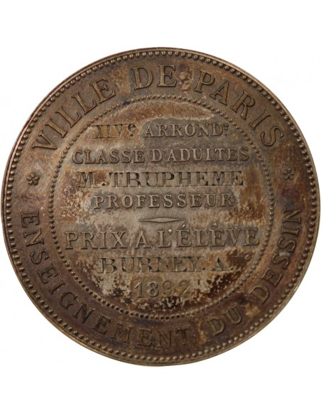 ENSEIGNEMENT DU DESSIN, VILLE DE PARIS - MEDAILLE ARGENT 1892
