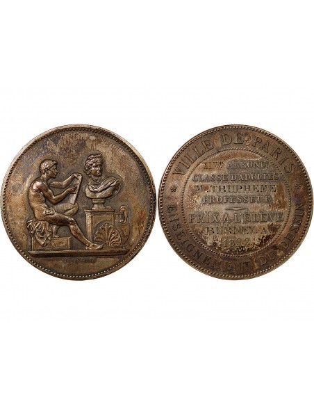 ENSEIGNEMENT DU DESSIN, VILLE DE PARIS - MEDAILLE ARGENT 1892