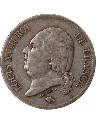 LOUIS XVIII - 5 FRANCS ARGENT 1824 W LILLE