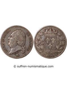 LOUIS XVIII - 5 FRANCS ARGENT 1824 W LILLE