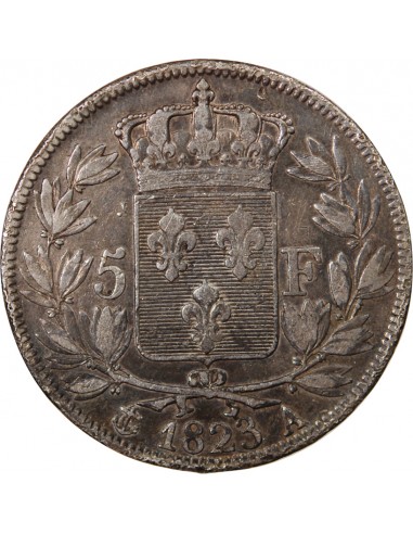 LOUIS XVIII - 5 FRANCS ARGENT 1823 A PARIS