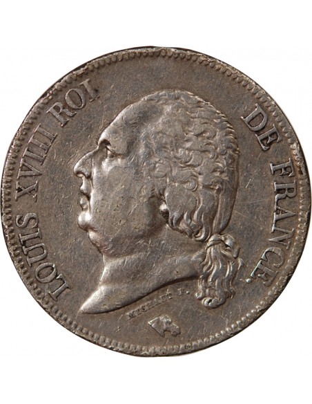 LOUIS XVIII - 5 FRANCS ARGENT 1823 A PARIS