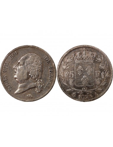 LOUIS XVIII - 5 FRANCS ARGENT 1823 A PARIS