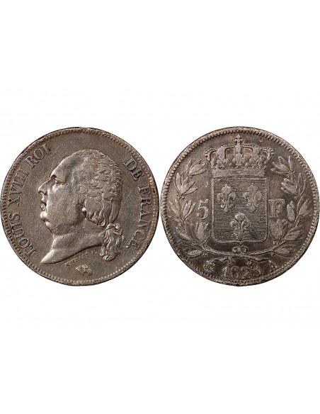 LOUIS XVIII - 5 FRANCS ARGENT 1823 A PARIS