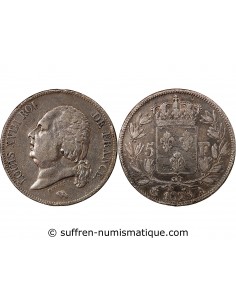 LOUIS XVIII - 5 FRANCS ARGENT 1823 A PARIS