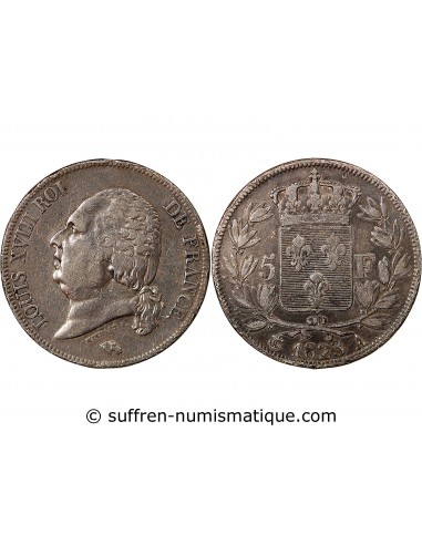 LOUIS XVIII - 5 FRANCS ARGENT 1823 A PARIS