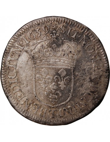 LOUIS XIV - 1/2 ECU ARGENT A LA MECHE LONGUE 1659 T NANTES - R4