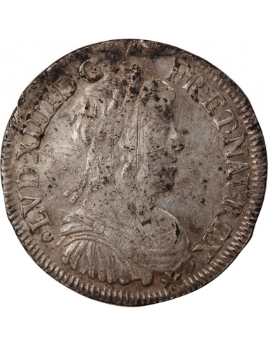LOUIS XIV - 1/2 ECU ARGENT A LA MECHE LONGUE 1659 T NANTES - R4