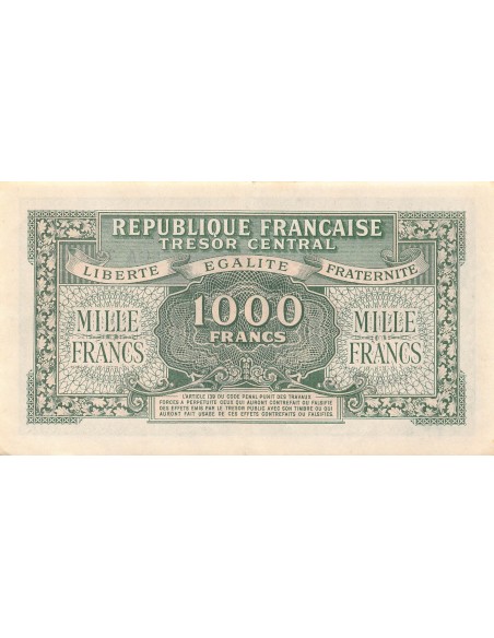 TRÉSOR CENTRAL, MARIANNE - 1000 FRANCS 1945 SÉRIE 56A - SUP