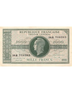 TRÉSOR CENTRAL, MARIANNE - 1000 FRANCS 1945 SÉRIE 56A - SUP 2