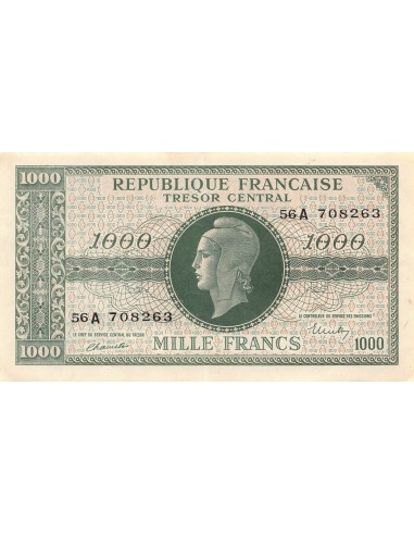 TRÉSOR CENTRAL, MARIANNE - 1000 FRANCS 1945 SÉRIE 56A - SUP