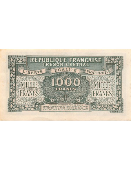TRÉSOR CENTRAL, MARIANNE - 1000 FRANCS 1945 SÉRIE 66A - SUP