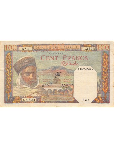 ALGERIE - 100 FRANCS 19/07/1945 - TB+