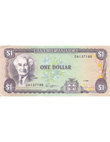 JAMAIQUE, SIR ALEXANDER BUSTAMANTE - 1 DOLLAR 1989 - TTB+