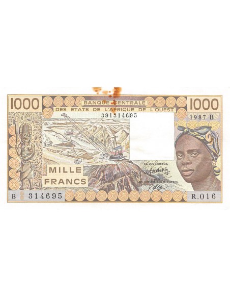 BANQUE DES ETATS DE L'AFRIQUE DE L'OUEST, BENIN - 1000 FRANCS 1987 - TTB+
