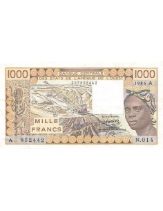 BANQUE DES ETATS DE L'AFRIQUE DE L'OUEST, CÔTE D'IVOIRE - 1000 FRANCS 1986 - TTB 2