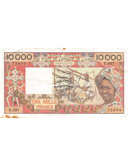 BANQUE DES ETATS DE L'AFRIQUE DE L'OUEST, BENIN - 10000 FRANCS 1977 / 1992 - TTB