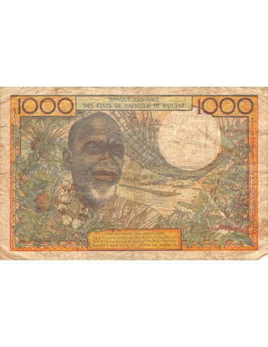 BANQUE DES ETATS DE L'AFRIQUE DE L'OUEST, CÔTE D'IVOIRE - 1000 FRANCS 1956 / 1965 - B+