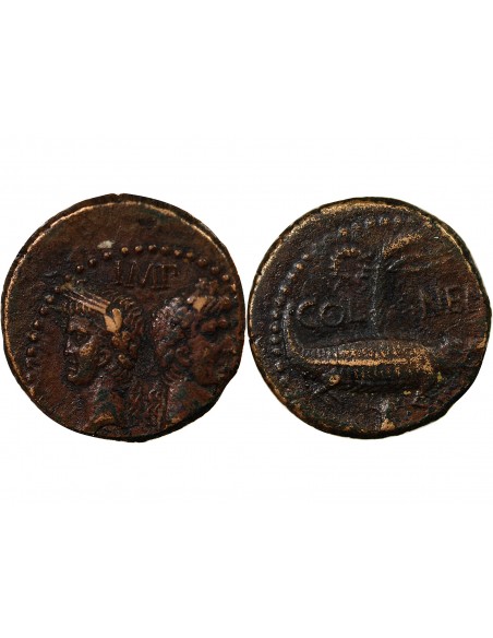 NEMAUSUS, NIMES, AUGUSTE ET AGRIPPA - DUPONDIUS 29 AV JC / 10