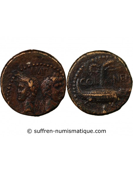 NEMAUSUS, NIMES, AUGUSTE ET AGRIPPA - DUPONDIUS 29 AV JC / 10