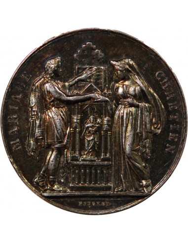 MARIAGE - MEDAILLE ARGENT poinçon Corne (après 1879)