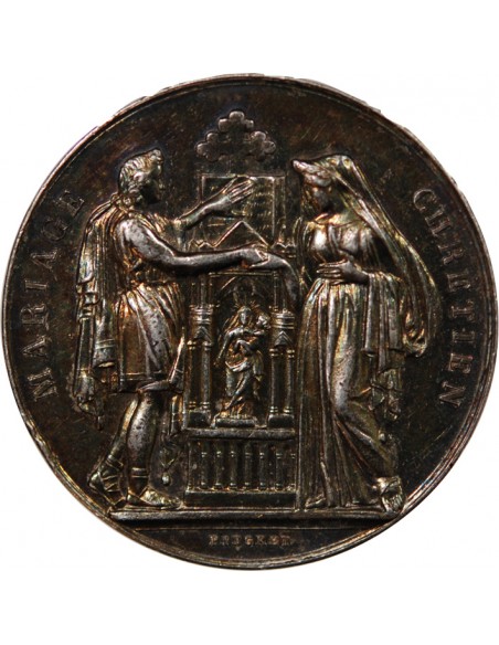 MARIAGE - MEDAILLE ARGENT poinçon Corne (après 1879)