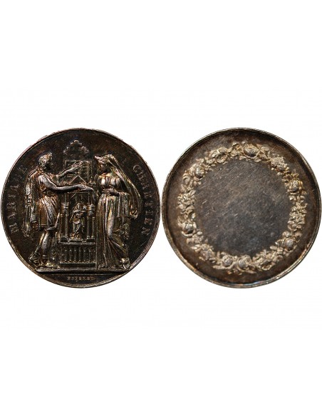 MARIAGE - MEDAILLE ARGENT poinçon Corne (après 1879)