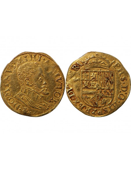 DUCHÉ DE BRABANT, PHILIPPE II - 1/2 REAL OR 1560 / 1573 ANVERS